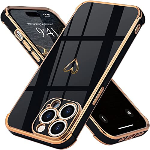 Lafunda Cover Compatibile con iPhone 14 Pro Custodia con Protezione fotocamera Sottile Morbido TPU Silicone Antiurto Protettiva Case amore Paraurti Donne per iPhone 14 Pro Nero