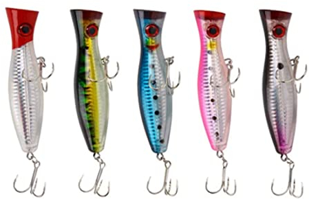 Angelköder für die Oberfläche – Popper – Angelset – Angeln Meer – 5 Stück – 12,5 cm und 40 g