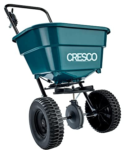 CRESCO 8SW Profi Düngerstreuer & Salzstreuer – Universal Streuwagen für Sommer & Winter – Für Dünger, Rasensaat und Streugut im Winterdienst – Mit speziellem Schieber-System für exakte Dosierung