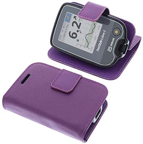 foto-kontor Tasche kompatibel mit Abbott Freestyle Libre 3 Hülle Book Style lila Schutzhülle Buch