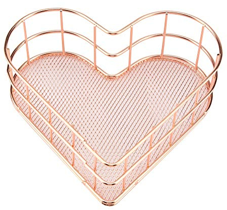 Herzförmiger Korb, Aufbewahrungskorb Eisen Herzform Aufbewahrungskorb Haushalt Büro Aufbewahrungskörbe Herzförmige für Büro, Schlafzimmer, Badezimmer, Küche (Roségold)