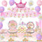Ywediim Fournitures de fête de princesse, comprend bannière, assiette, du tulle, ballons, serviettes, nappe, décorations de fête d'anniversaire filles pour 20 invités (style B)