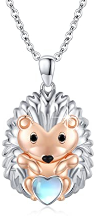 ZIPPICE Igel Halskette 925 Sterling Silber Mondstein Anhänger Halskette Schmuck Geschenk für Damen Damen Mädchen
