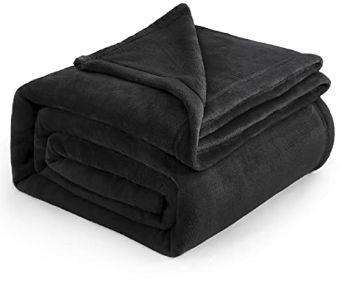 Bedsure Fleece Blanket King Size - Flannel Fleece Throw, Black, 270x230 cm | Soft Cosy and Fluffy, Lightweight Warmth for All Seasons, Home Decor, Travel, Camping, Gifts for Women and Men