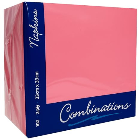 ISUPLI Napkins 100 Pack – Premium Bubble Gum Pink 2-Ply Disposable Serviettes 33x33cm | Soft, Absorbent Tissue Paper Hand Towels for Cocktail Parties, Christmas Napkins and Events