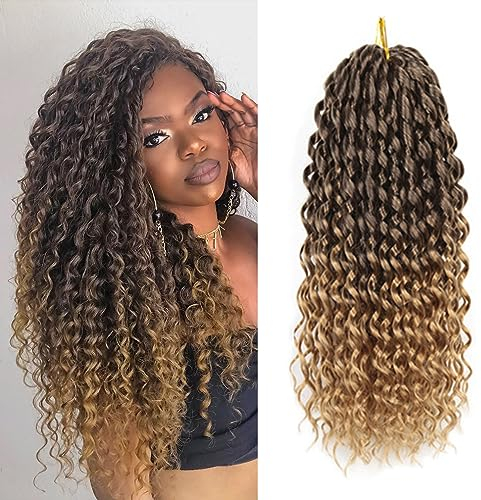 5 Packs Passion Twist Crochet Braid Hair 16 Deep Wave Crochet Hair for Women Long Wavy Crochet Synthetic Hair Extensions(16, T4/27)