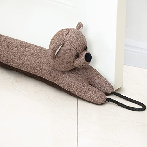 Marwood Dekorativer Windstopper für Tür und Fenster, beschwerter Tierluft-Tür-Zugluftstopper, Schlange, Geräuschblocker für die Unterseite der Tür, mit Aufhängeschlaufen, Bär, 96,5 cm