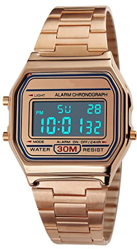 Nicoone Montre de sport de luxe en acier inoxydable étanche jusqu'à 30 m