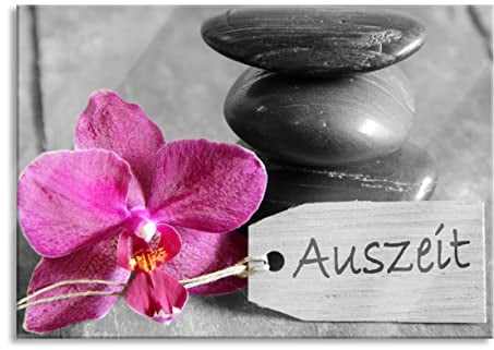 Pixxprint Glasbild, Wandbild aus Echtglas, Orchidee mit Zen Steinen, 60x40 cm, inkl. Aufhängung und Abstandshalter