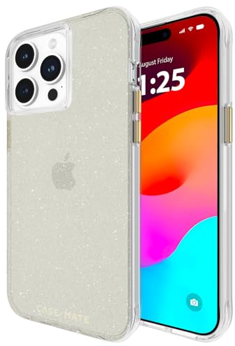 Case-Mate iPhone 15 Pro Max Hülle – Sheer Crystal Champagnergold: 3,66 Meter Fallschutz; kompatibel mit kabellosem Laden. Luxus-Hülle mit Bling-Glanz für iPhone 15 Pro Max 17 cm, Kratzfest, schlank