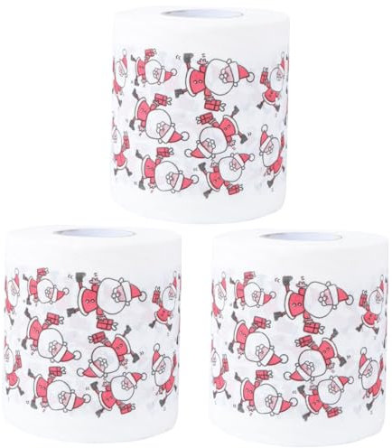 Mobestech 3 Rollen Home Papierrollen Weihnachtsmann-aufdruck Weiß Vielseitig Einsetzbar Für Festliche Anlässe