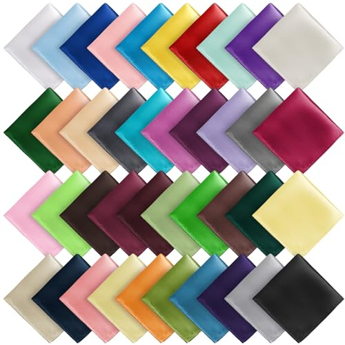 Newcotte 40 Pcs Pocket Squares for Men Assorted Solid Color Handkerchief