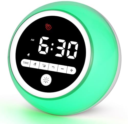 ANNNGUL Schlaftrainer Kinder, Kinderwecker mit Nachtlicht Timer für Schulanfänger Mädchen Jungen