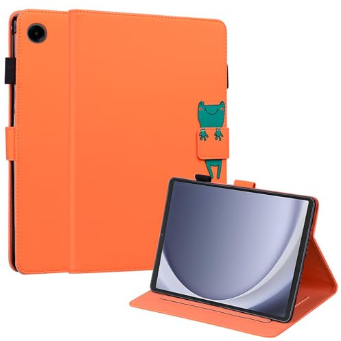 XFDSFDL® Étui pour Lenovo Tab M10 3rd Gen TB-328F (10,1 Pouces) PU Cuir Housse Flip Coque avec Supports et Magnétique Fermeture Portefeuille Grenouille Motif Protection Cas, Orange
