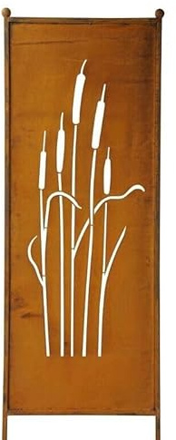 finehomegarden Stele Metall Edelrost Sichtschutz Schilf Windschutz Dekowand Garten 64xH205cm