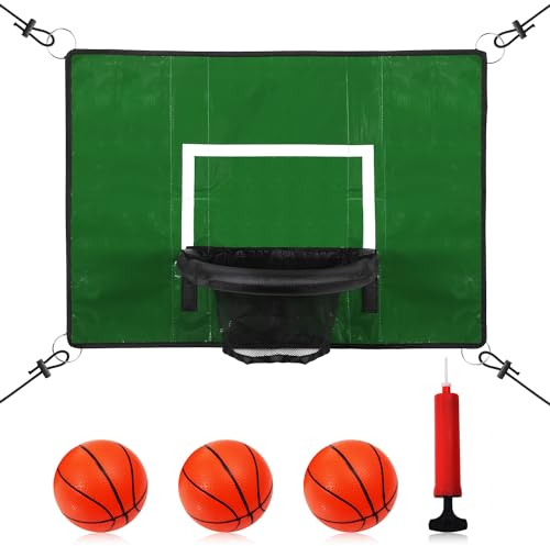 lasuroa Trampolin Basketballkorb, mit Mini Basketbällen und Luftpumpe Abreißbarem Rand zum Eintauchen Quadratischer Trampolin Basketball Aufsatz für Kinder Erwachsene Drinnen und Draußen