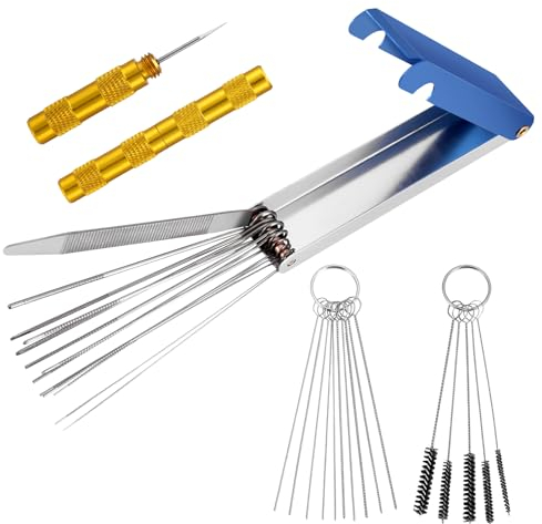 Invalidism Carburetor Cleaning Kit Dirt Carb Cleaner Jet Remove Cleaner, 13 Cleaning Wires Set + 10 Needles + 5 Nylon Brushes + 1 Sharp Pick for ATV Moped Welder Carb Spray Guns
