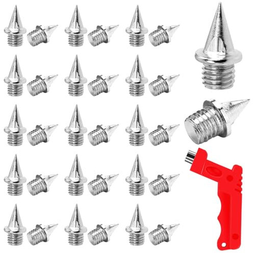 PBUSPU 60 Piezas Reemplazo de Clavos Atletismo 7mm, con Llave de Clavos para Zapatos de Atletismo con Llave de Punta Resistentes de Campo Traviesa para Saltar, Correr, Senderismo, Pista de Plástico