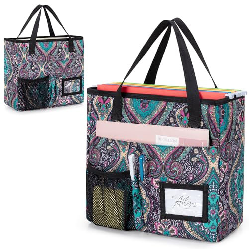 LoDrid Foldable Hanging File Tote Bag with Handle, Portable File Storage Box for Letter Size Files, Office, Home, Travel, Totem