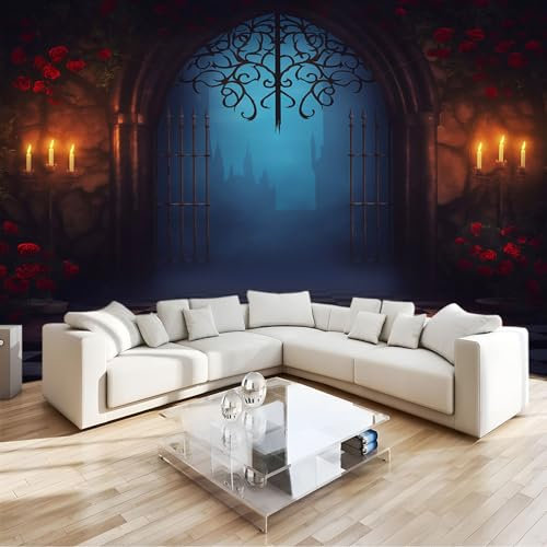 Dunkel Tapeten Fototapete Schachbrettboden im gotischen Stil Vliestapete Wandtapete Moderne Wanddeko Wohnzimmer Schlafzimmer Büro Flur Wanddeko Wandbild 350x256cm