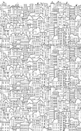 Livingwalls Photo Wallpaper Houses in Black, White - High-Quality Non-Woven Wallpaper 398601 with Motif on 3.71 m x 2.80 m - Made in Germany