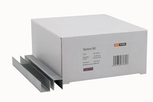 UnitSteel Type 80 Heftklammern - Beinlänge 14mm, 10.000 stück, Verzinkt, für das Folienbefestigung, Innenausstattung und Möbelindustrie