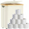 GLOWPOINT 32L Toilet Roll Storage, Toilet Paper Storage with Lid, Multifunctional Bamboo Bathroom Storage Box Holder with Handle, Beige