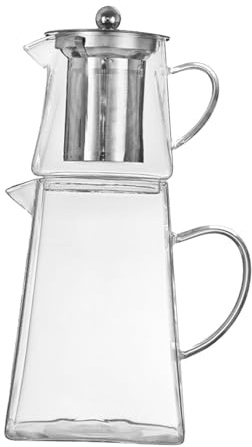 KESOTO Teapot Combination Glass Tea Pot Rust Proof 2 in 1 Drinking Vessel Glass Jug Tea Kettle for Gathering Domestic Gas Cooker, Large