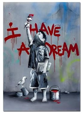 CHAOJIART Leinwandbild mit motivierendem Slogan „I Have A Dream“, Poster, Drucke, Graffiti, inspirierendes Bild, Wandkunst, Dekoration für Zuhause und Büro, 70 x 100 cm, rahmenlos