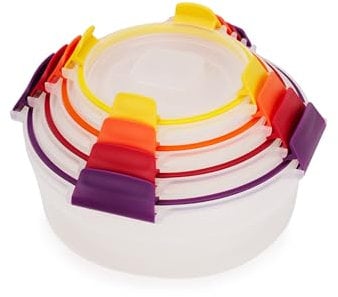 Joseph Joseph Nest Lock Round 4-Piece Food Storage Container Set, Multi-Size, Space-Saving, Airtight Leakproof Lids, BPA-Free