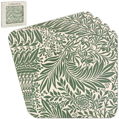 The Leonardo Collection William Morris Larkspur Coasters Set of 4 For Office Home & Kitchen | Lovely Coaster Set For Decorative Home Accessories Drinks Coasters For Tea & Coffee
