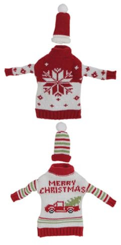 HEMOTON Unique Christmas Wine Bottle Covers Xmas Party Decorations Wine Bottle Jumpers for Holiday