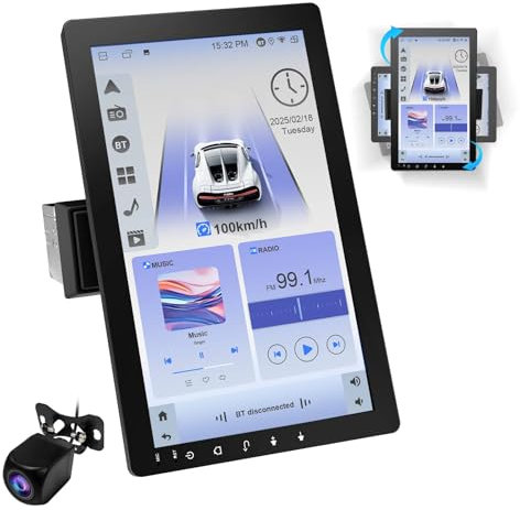 Haudio Single Din Car Stereo with Wireless Carplay and Android Auto, 10.1 inch Rotable Touchscreen with Bluetooth|FM Radio|Mirror Link|Reversing Camera|GPS Navigation|Voice Control