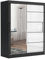 Brent - Kleiderschrank mit Spiegel und Schubladen 160cm Breit Chelsea Tomy, Schwebetürenschrank mit Spiegel, Schlafzimmerschrank, Kleiderschrank Schwarz Matt/Weiß Hochglanz