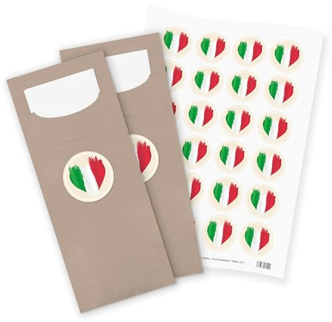 itenga 24x Bestecktaschen Pochetten aus Papier inkl. Serviette I Flagge Italien I 8,2 cm x 20,0 cm I geeignet für italienische Anlässe, Mottopartys,Geburtstage