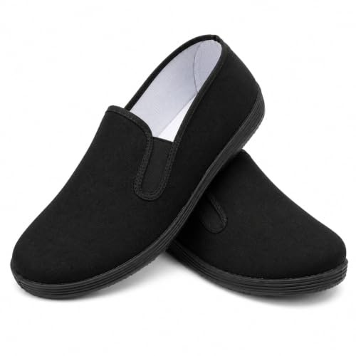 Chaussures en Tissu pour Arts Martiaux, Chaussures Traditionnelles Chinoises de Tai Chi et de Kung Fu, Chaussures en Toile pour Hommes et Femmes Black EU Size 43