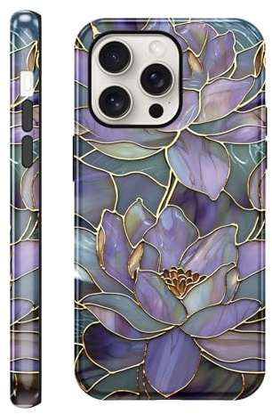 Saqmkil Cover per iPhone 15 Pro Max, Aesthetic Disegni Moda Silicone Custodia con Fiori Motivo, TPU Donna Sottile Morbido Antiurto Bumper Protettiva Case Custodie per iPhone 15 Pro Max 6,7'', Loto