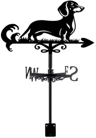 Banderuola Luminosa di Lusso a Forma di Bassotto per Montaggio su Tetto Esterno, Ornamento in Metallo da Giardino, Cane, direzione del Vento