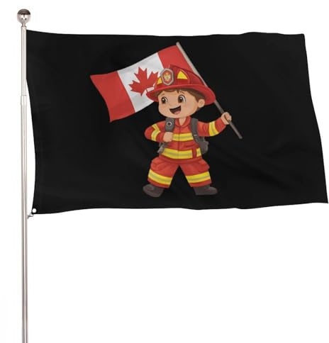 Bannerfahnen Cartoon Feuerwehrmann Feuerwehrmann Kanada Flagge Saison Flagge Lustige Dekoration Flaggen Banner, Für Drinnen Und Draußen, Feiertage, Partys, 90x150cm