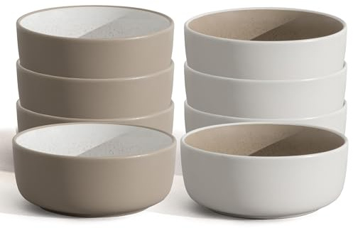 Hausfelder Steingut Schüssel Set, 8 Schalen je 600 ml, 16,5 cm | 8 Schalen aus Steingut, als Müslischalen oder Bowls, je ca. 600 ml, 16, 5 cm Durchmesser