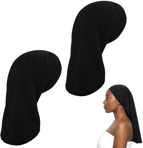 2Pcs Dread Caps for Men, Dreadlock Cap Mens, Long Hair Bonnet for Men, Sleeping Cap Head Stocking Wrap Dreadlock Accessories Loc Socks for Dreads for Women (Black)