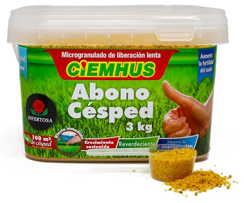 Abono para Césped Microgranulado 3 kg – 100m2 de Cobertura durante 120 días - Fertilizante NPK Profesional – Nutrición Completa para Césped – Reverdece, Fortalece y Mejora la Densidad