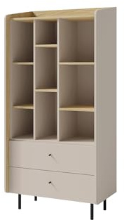 Marmex Meble Alessio 06B Offenes Bücherregal Standregal mit 2 Schubladen, 80x170cm, Weiß