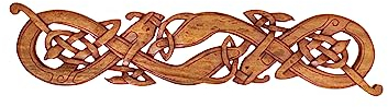 Battle-Merchant - Keltische Hunde Handgeschnitzter Wandschmuck aus Holz - Authentische Reenactment Dekoration für Mittelalter Fans und LARP Enthusiasten, ca. 64x15 cm