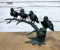 Unbekannt Bronzeskulptur Vier Spatzen auf einem AST - Dekoration für Haus und Garten - 32x18x12 cm