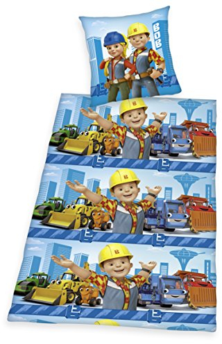 Herding Bob der Baumeister Bettwäsche, Baumwolle, blau, 135 x 200 cm