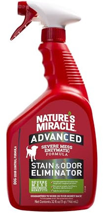 Nature's Miracle Advanced Stain and Odor Eliminator Dog, Fresh Scent, Severe Mess Enzymatic Formula For Tough Pet Messes, 32 Ounces