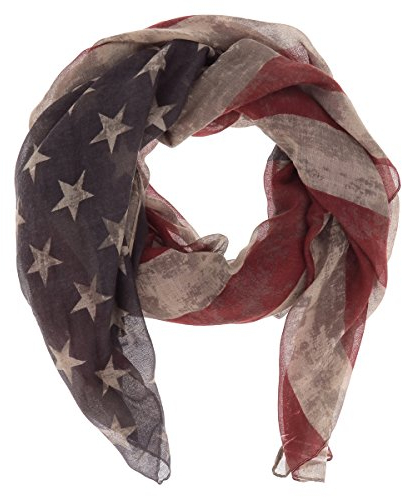 SHIPITNOW Schal mit amerikanischer Flagge – Maxi USA-Flagge – Unisex, Beige, Rot und Blau, One size