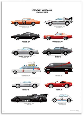 Art-Poster - Legendary Movie Cars - Olivier Bourdereau