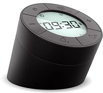 Mebus Digitalwecker + Nachtlicht 2in1, dimmbar, 1200mAh-Akku, Laden per Micro-USB-Kabel (enthalten), Zwei Weckzeiten, Schlummerfunktion/Material: Kunststoff/Farbe: Schwarz/Modell: 25648